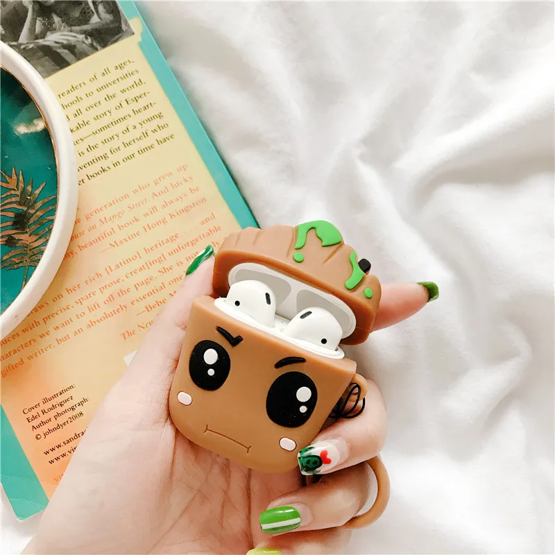 3D милый мультфильм Marvel Groot деревья Детские корпусы гарнитурные для Apple Airpods 1/2 прекрасный силиконовый наушник защитный чехол