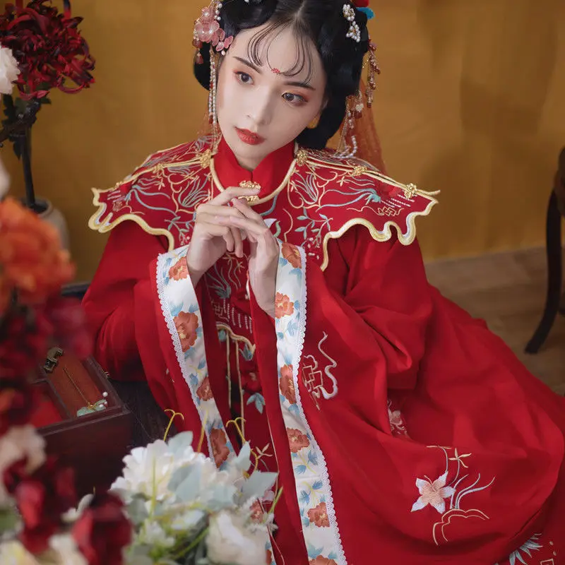 

Traditional Chinese Style Hanfu Dress Women Oriental Elegant Retro Tang Dynasty Embroidery Wedding Dresses Princess Costumes