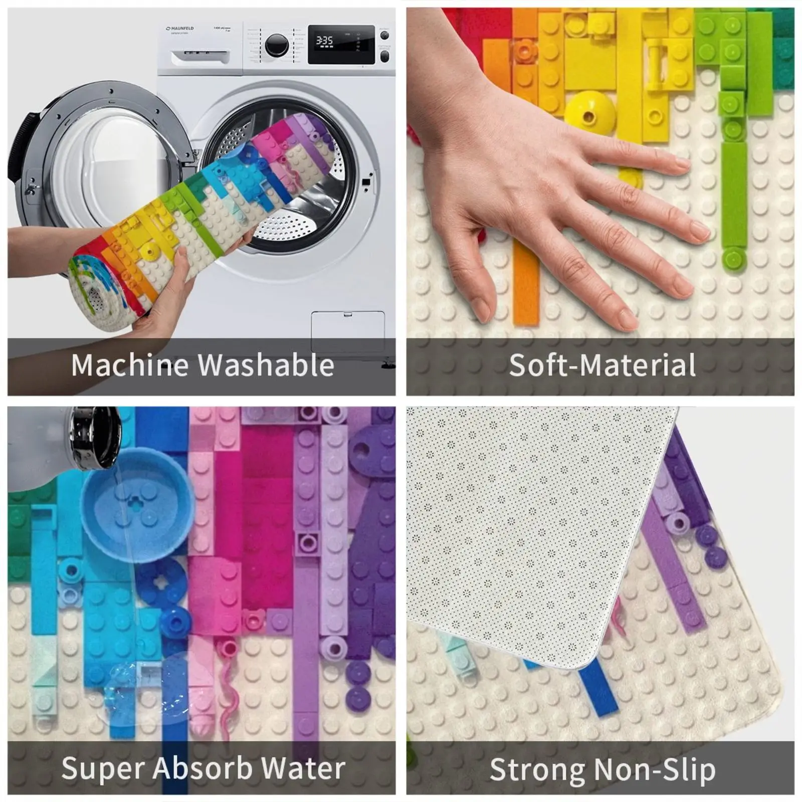 Радужный коврик для входной двери ванной неоновый страшный желтый голубой лайм