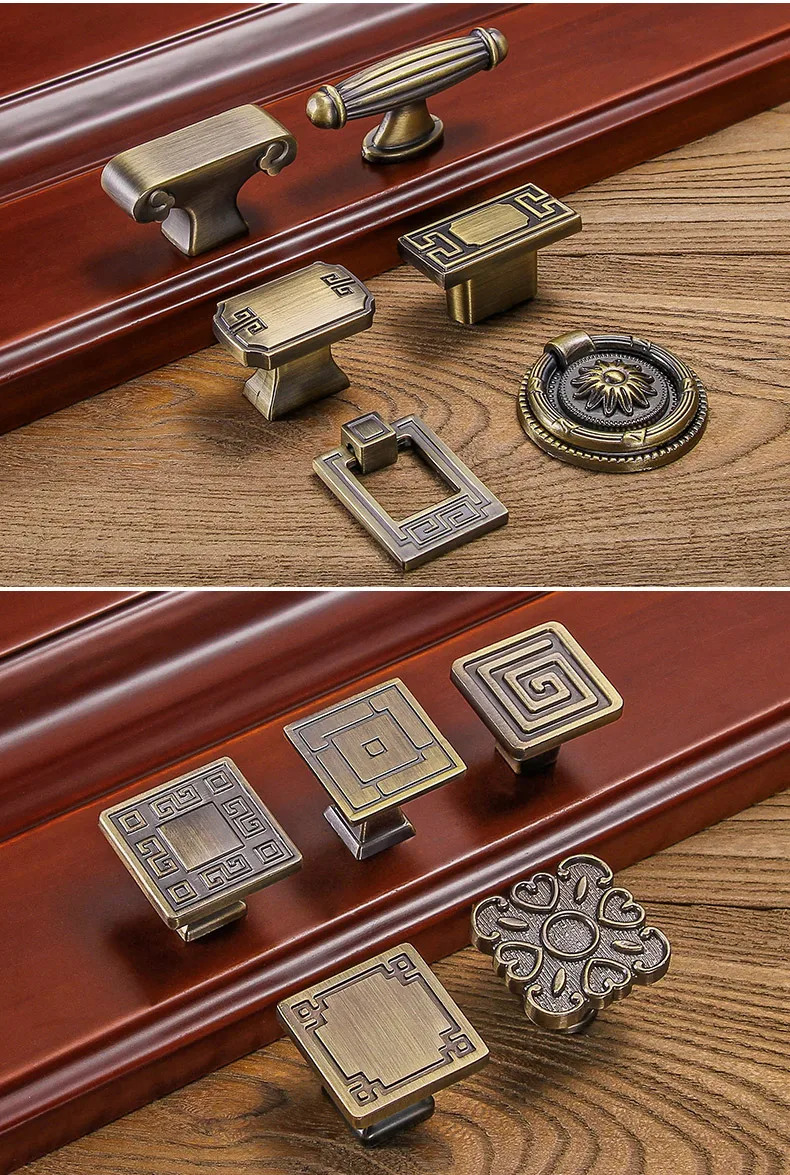 Дверные ручки в китайском стиле архицированный ящик встряхивающая ручка нагрудный шкаф зеленая бронзовая