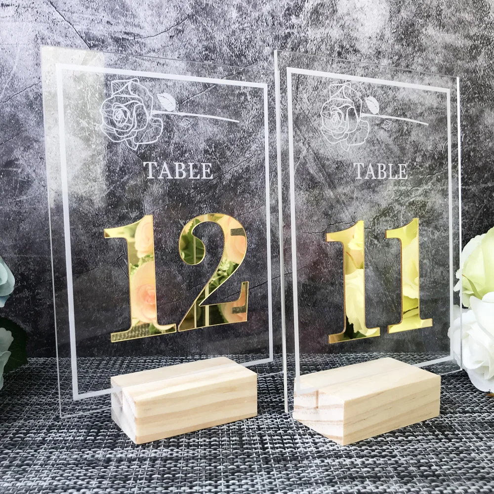 Clear Acrylic Wedding Table Numbers Gold Silver Mirror Table Numbers Acrylic Sign Wedding Decor Clear Acrylic Wedding Signage