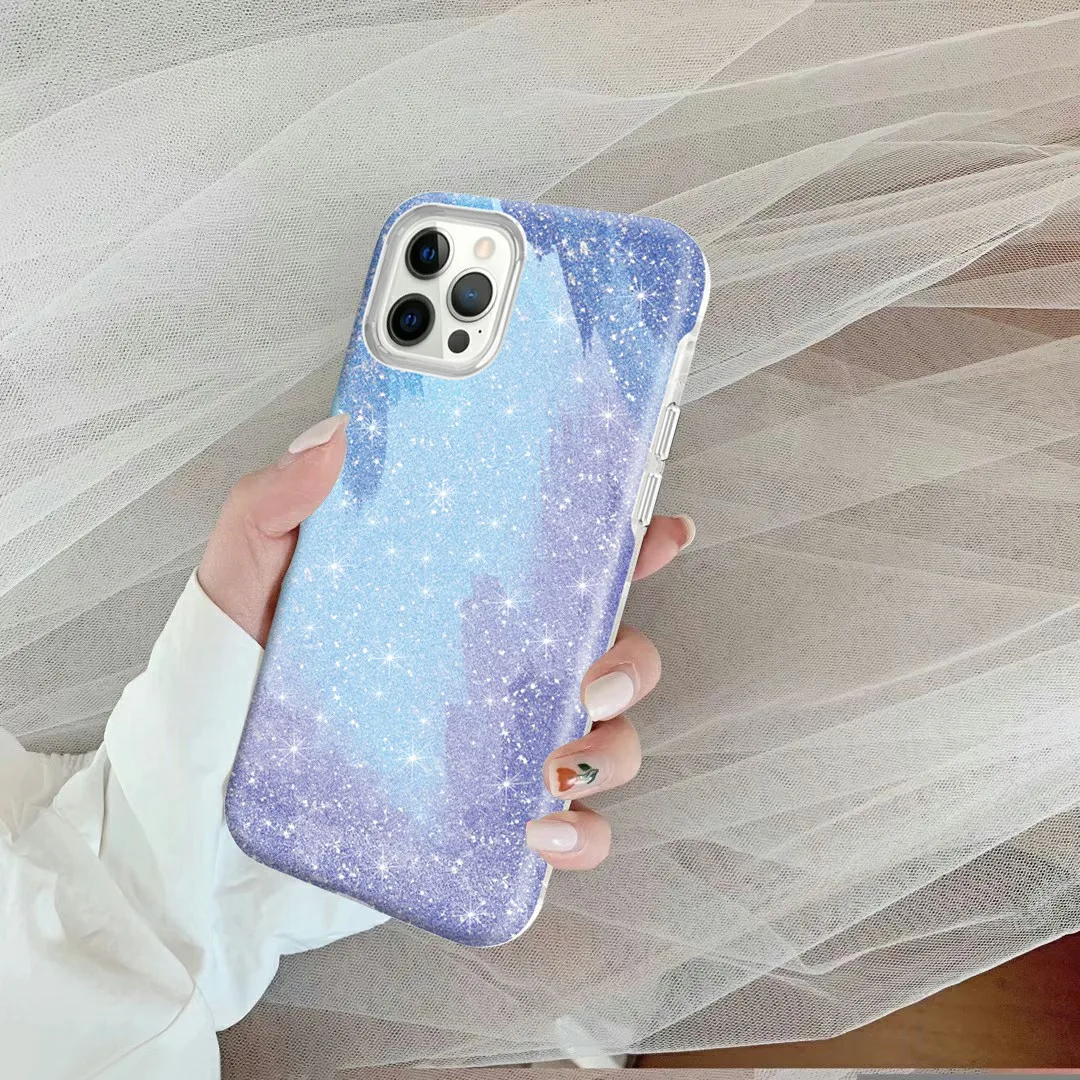 

Sky blue Shiny Diamond Phone Case Jewelled Half-wrapped Case for iPhone 8 7 Plus X XR 11 12 Pro mini pro XS MAX back cover