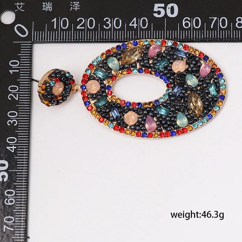 

Elegant Crystal Drop Earrings Vintage Bohemia Geometrical Statement Colorful Hanging Large Earring For Women Wedding Jewelry