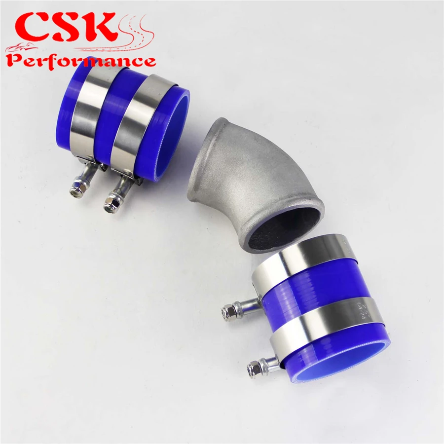 2 5 &quotлитой алюминий 45 градусов локоть трубы турбо интеркулер + силиконовый шланг