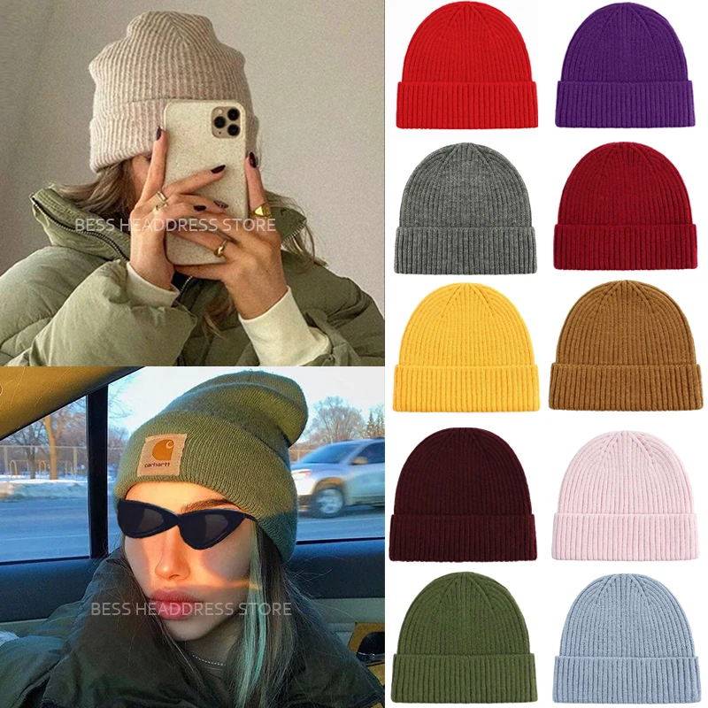 

2021 New Autumn Hats for Women Men Beanies Knitted Solid Cool Hat Girls Female Beanie Warm Bonnet Casual Cap Winter Wholesale