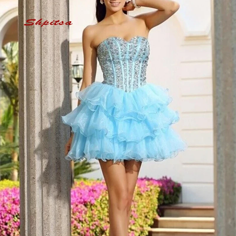 

Роскошные Короткие коктейльные платья для вечерние, сексуальные блестящие выпускные женские строгие мини-платья для выпускного вечера