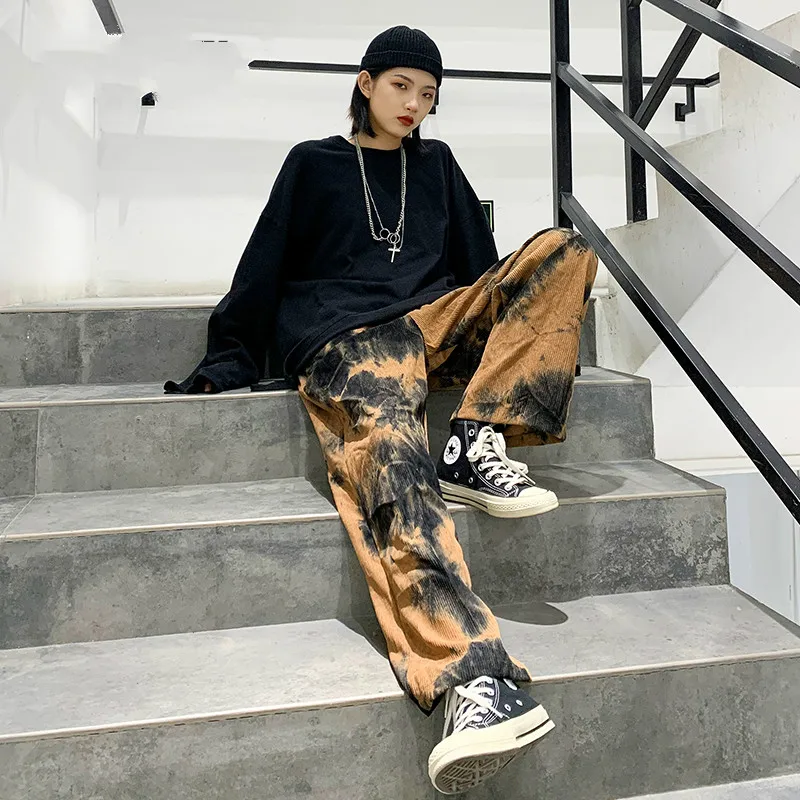 Мужские повседневные брюки в стиле Ins вельветовые для скейтбординга винтажные