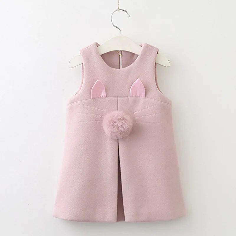 Платье для девочек 2020 новые осенние повседневные Стиль одноцветное платье