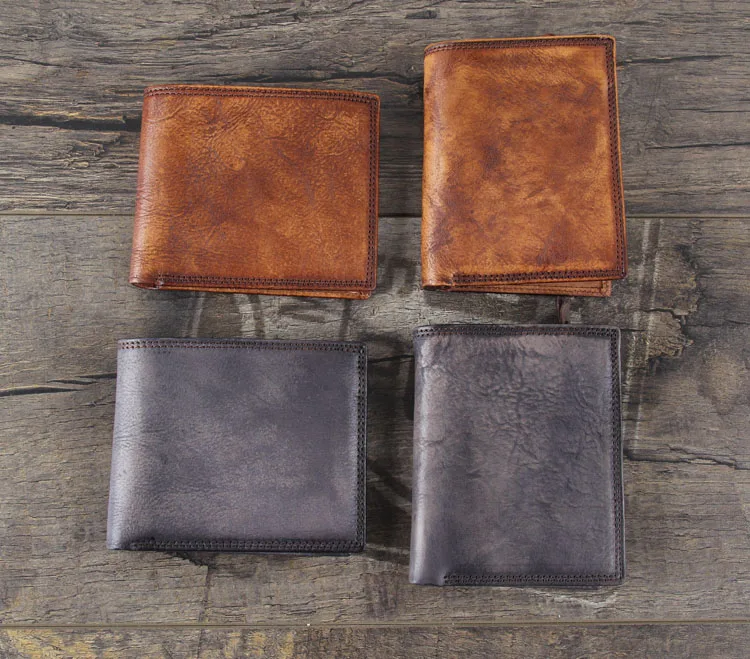 Модный винтажный бумажник из натуральной кожи Мужская короткая сумка для денег