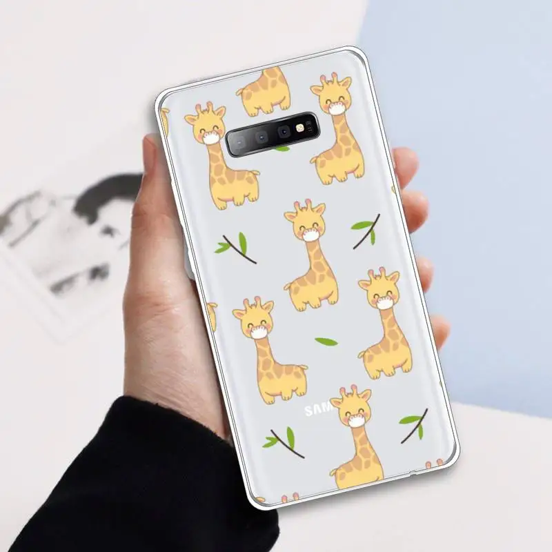 

Cute Cartoon Giraffe Phone Case Transparent for samsung A 21s 50 71 S 8 9 20 20fe note 10 20 ultra plus