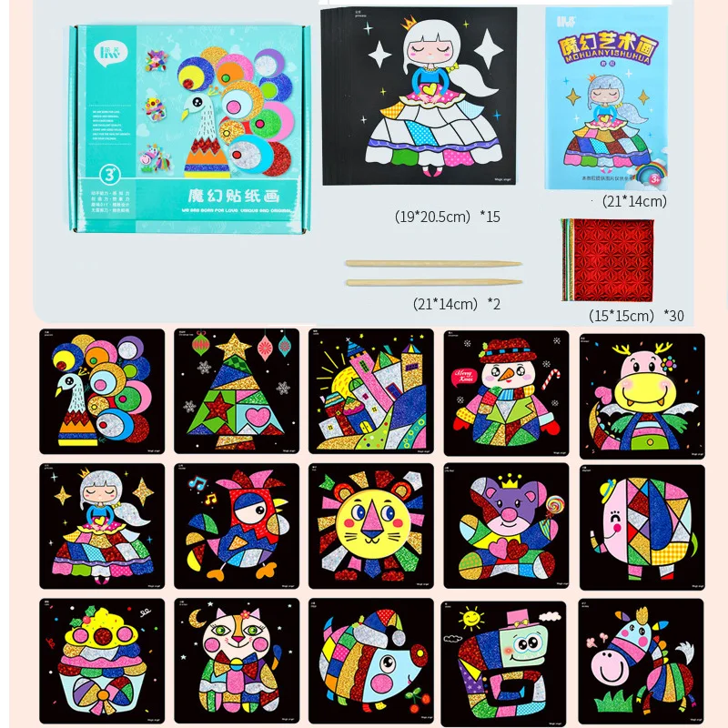 DIY Magic Color Scratch Painting Stencil for Drawing Art Sticker Paper Craft Set Kids Creative Educational Toys Children | Игрушки и