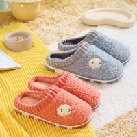 women indoor cotton slippers home thicken short plush slides couples winter warm shoes cartoon sheep furry non slip slippers
