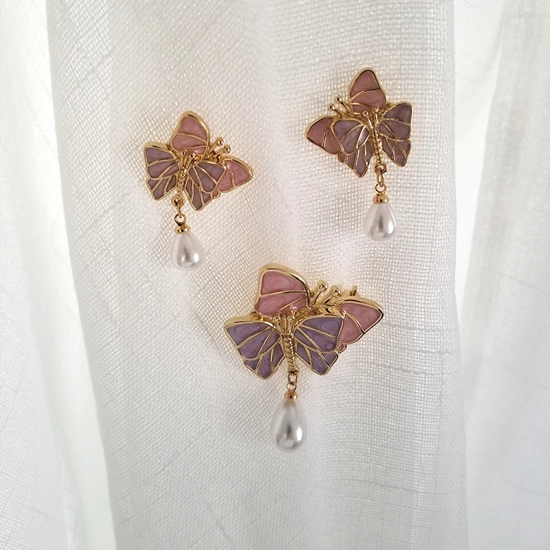

Pink Drop Earrings Butterfly Brooch Lapel Pins For Bag Clothes Anniversary Brooch Elegant Jewelry For Wife Valentine'S Day Gifts