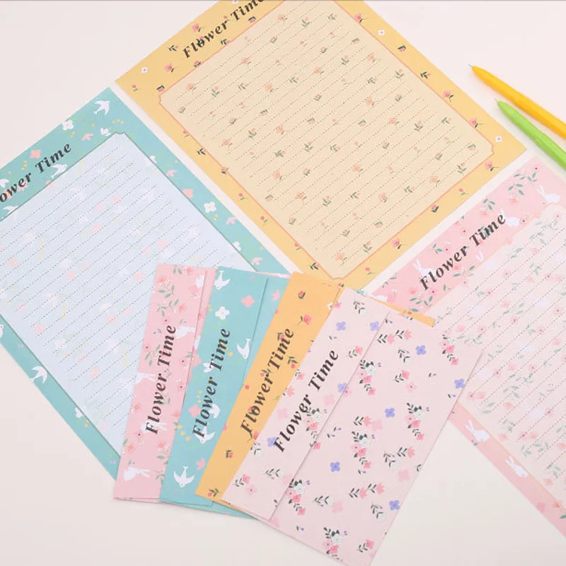 3pcs Paper Envelope+6sheets Letter Flowers Bird Envelope Wedding Invitation Country Style Writing Paper|Бумажные конверты| |