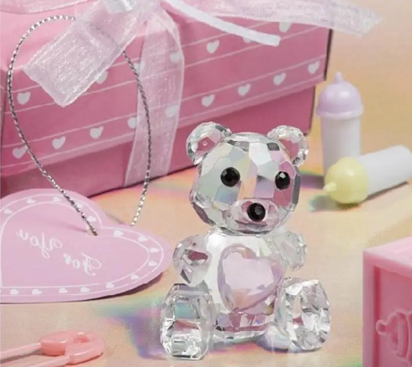

80 шт. розовый выбор с украшением в виде кристаллов с мишкой Тедди Baby Shower подарки для детей вечерние память событие Подарки, подарки, оптовая продажа