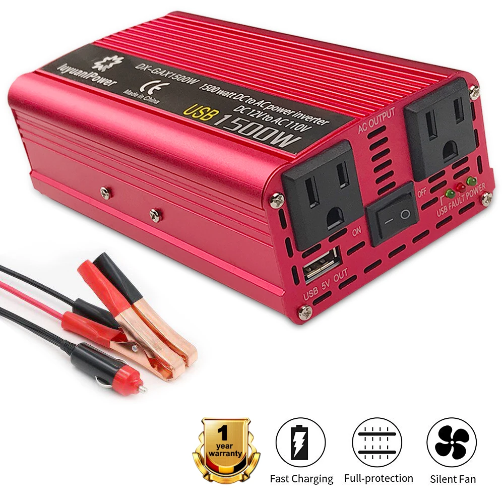 Автомобильный Инвертор 1500 Вт AC/DC 12V/24V к переменному току 110V/220V 230V двойной 3.1A