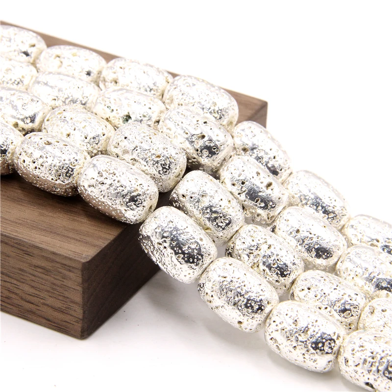 Бусины Из лавового камня трубка с покрытием в форме бочонка разделительные