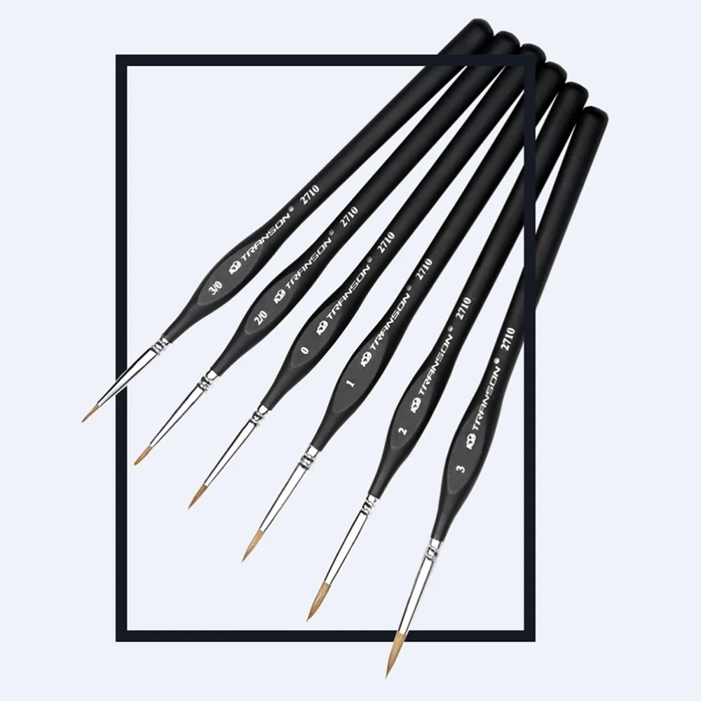 

6Pcs Diverse Sizes Weasel Hair Brushes Set with Triangular Handle for Detail Art Painting Miniatures Acrylic Watercolor Oil Goua