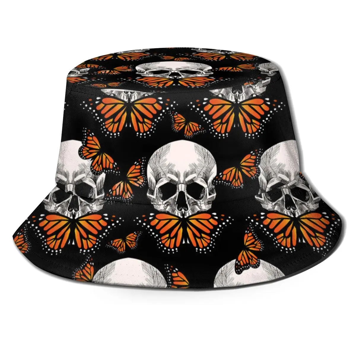 

New Fashion Print Skull Decor Bucket Hat Reversible Fisherman Caps Summer Hats For Women Gorras
