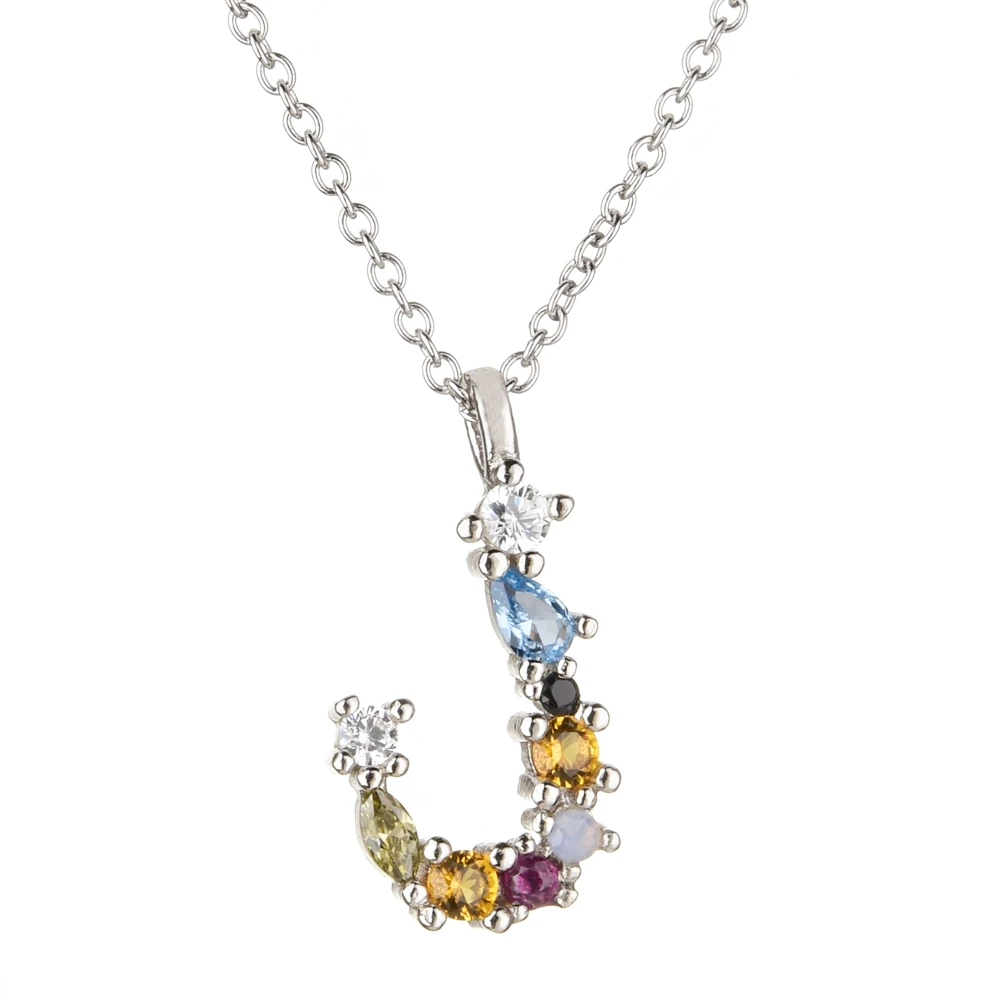 Silver J Altruist 925 пробы серебро I Am Initial C P кулон Nekclace Красочный Кристалл Мини-проба Длинная цепочка регулируемое ожерелье ювелирные изделия - Окраска металла: Silver J