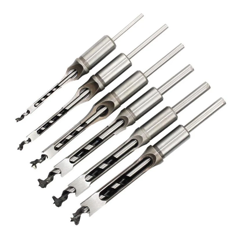 

6-13mm HSS Twist Drill Bits Set Woodworking Square Hole Drill Bit Tools Kit Wood Mortising Chisel Drill Square Hole Extended Saw