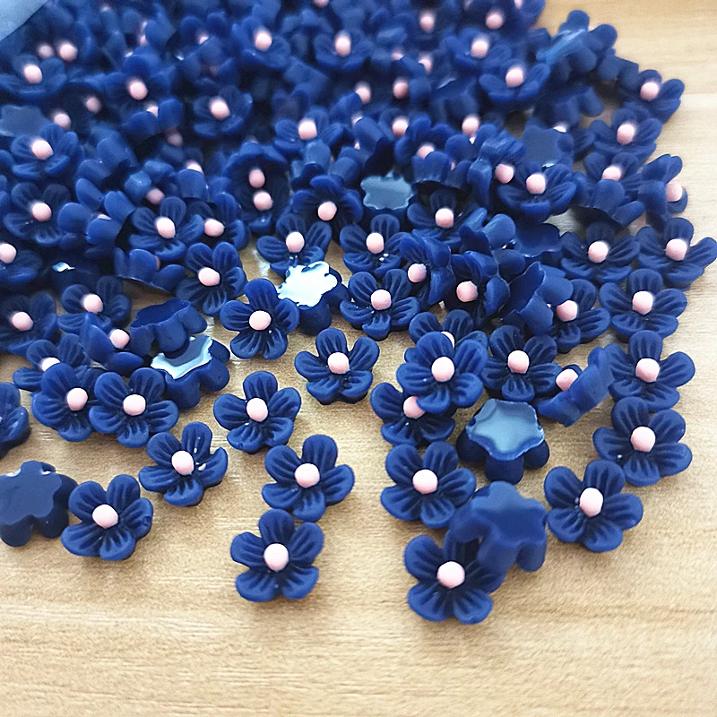 

100Pcs 9mm Deep blue Resin Flowers Decoration Crafts Flatback Cabochon For Scrapbooking Kawaii Cute Diy Accessories
