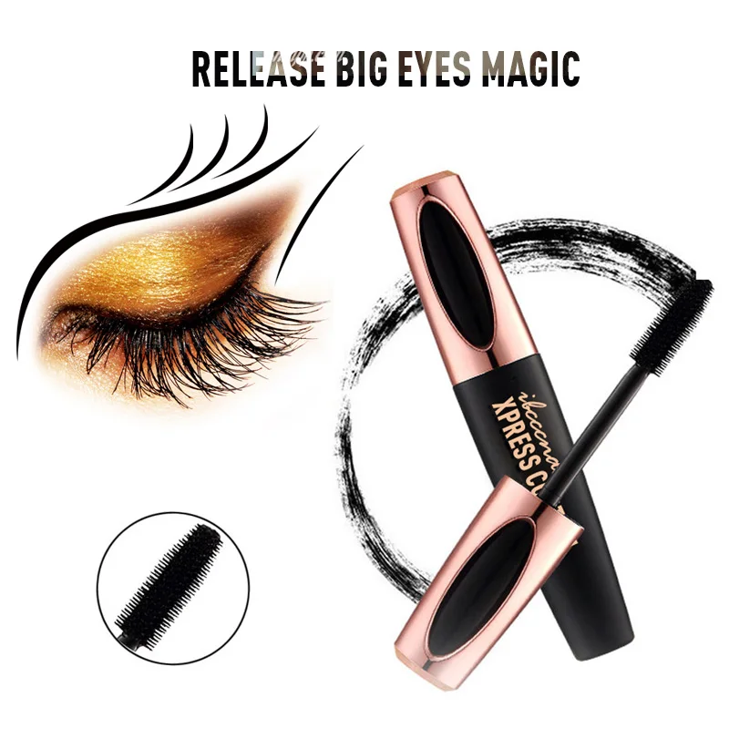 4D шелковое волокно ресниц тушь для наращивания макияж черный водонепроницаемый