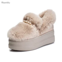 winter outdoor height increasing snow boots women 2021 plush warm cotton shoes pearl decoration wedges footwear