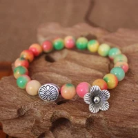 cute romantic apple stone bracelet beads metal flowers wrap bracelet jewelry bohemian strand bracelet