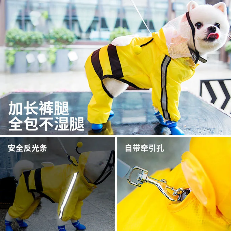 

Puppy Raincoat Four-legged Waterproof All-inclusive Teddy Poncho Pet Rainy Clothes Small and Medium-sized Dog Bichon Hiromi 2021