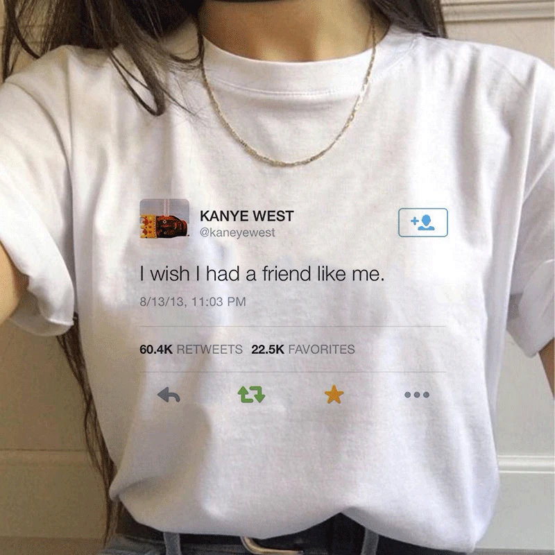 Новинка, летняя серая футболка с надписью «Wish I Had A Friend Like Me», большие размеры, свободная модная забавная японская Футболка Harajuku, Женский Топ