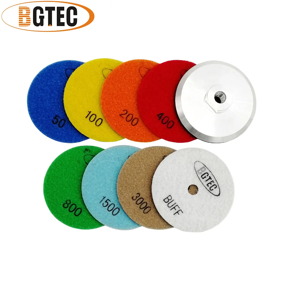 BGTEC 8 шт. 100 мм зернистость 50-buff сухой Алмазный полировальный диск 4