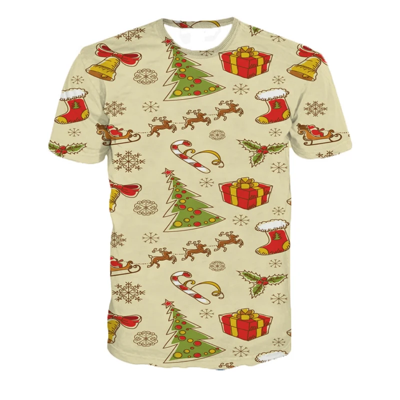 Рождественская футболка с 3d принтом забавные мужские и женские прямые тонкие