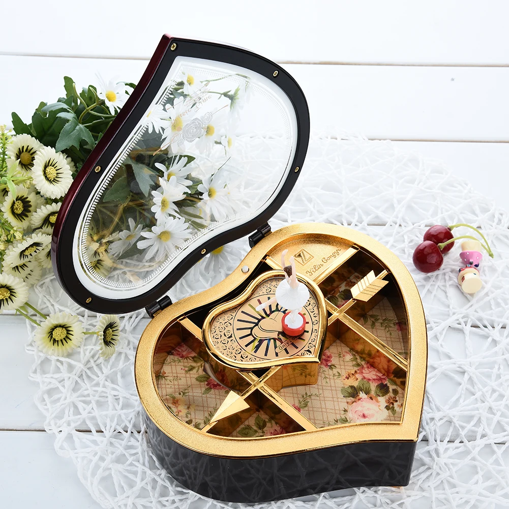 Мини в форме сердца Танцующая балерина Музыкальная шкатулка Карусель Поворотная