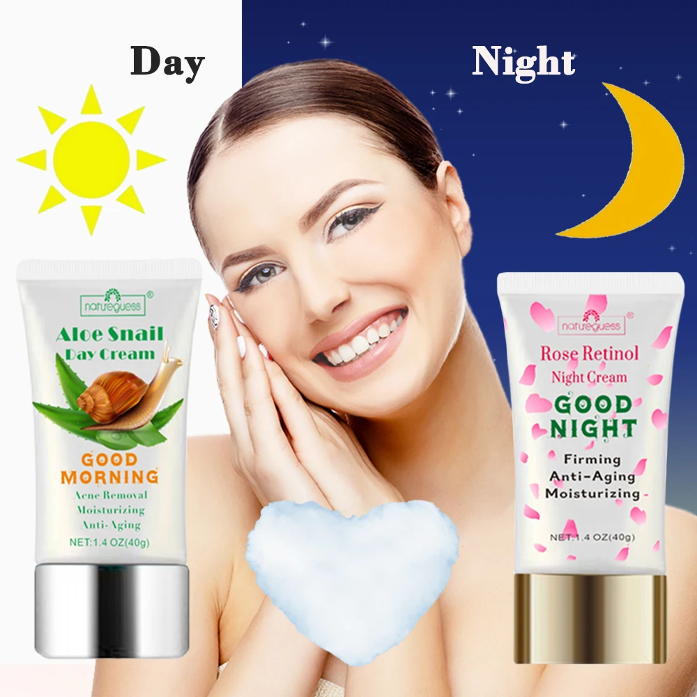 

Aloe Snail Rose Retinol Day Night Face Serum Cream Whitening Moisturizing Anti Wrinkle Aging Nourishing Skin Care Korean Cosmeti
