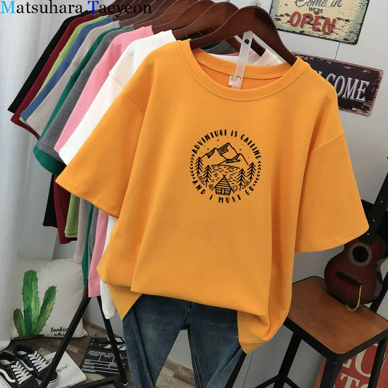 

Aestheticism Is Call and I Must Go Printting Shirts for Women Camping Graphic Tee Funny Tshirt Summer Korean Style Tee Top