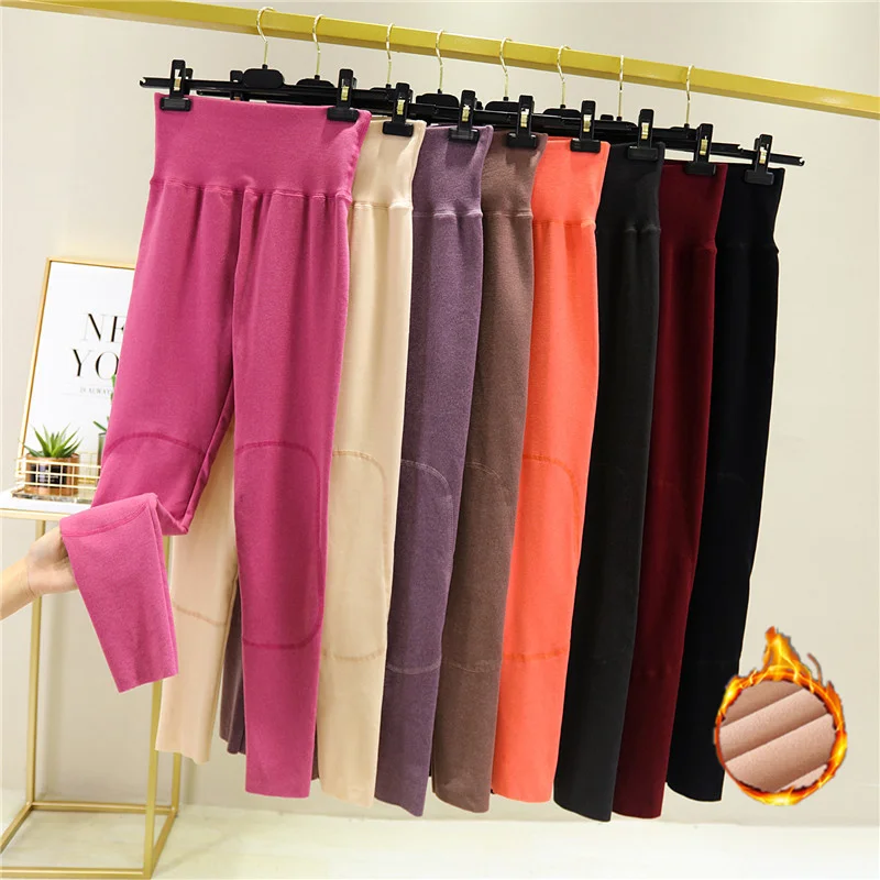 

2020 new autumn winter casual Thick warm Pants women Slim high waist tights Fleece inner tights kneepad cotton pencil pants M922