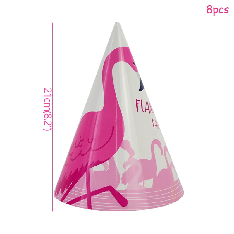 8pcs Paper Hats "ALOHA" День Рождения Декор Фламинго вечерние баннеры бумажные кисточки гирлянды воздушные шары девичник вечерние украшения - Цвет: 8pcs Paper Hats