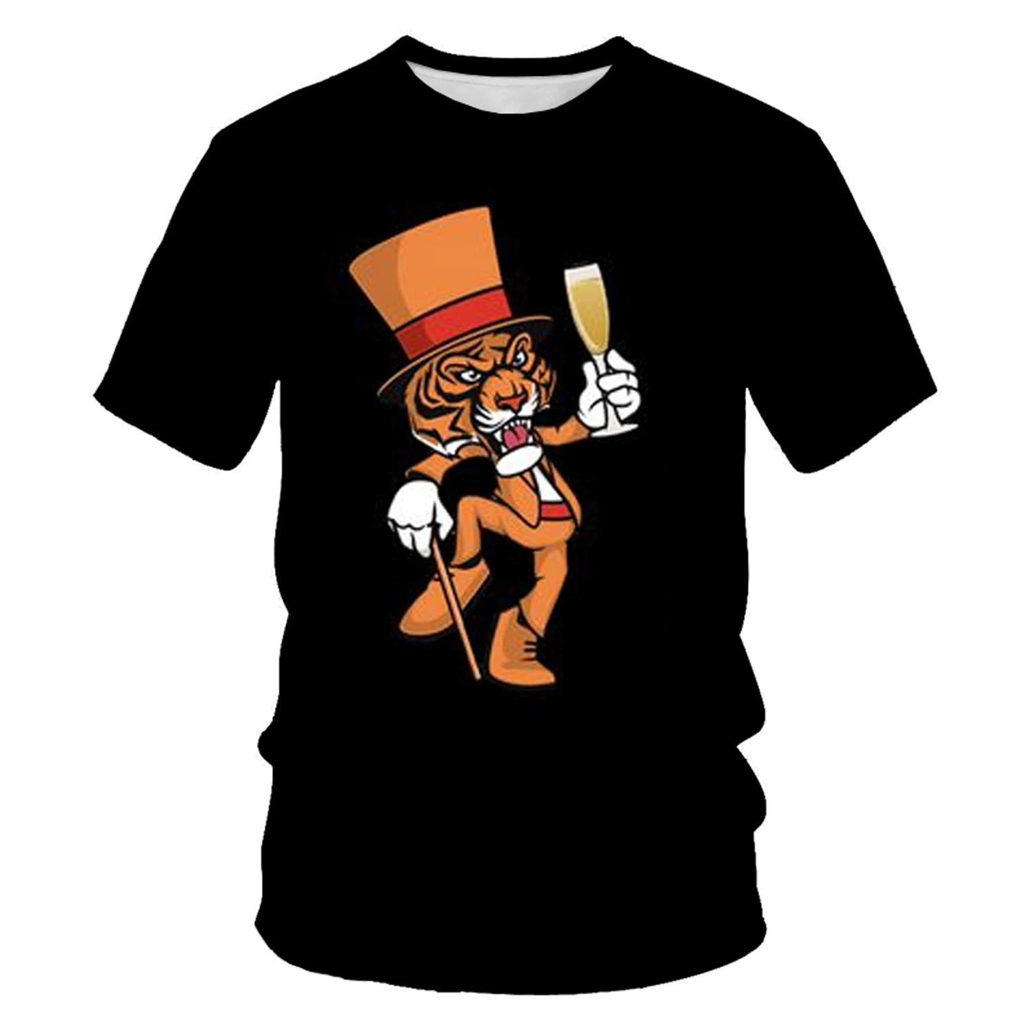 

Hip-hop juggling tiger 3D printing family parent-child compassionate casual O-neck men's summer fashion new short sleeve t-shirt