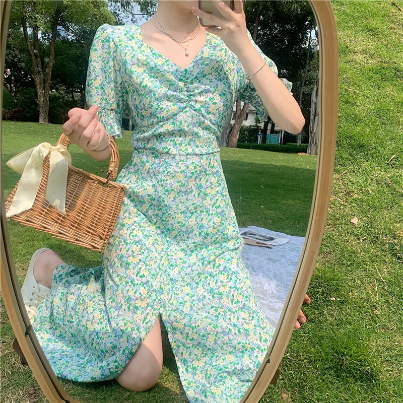 

2021 Plus Size Floral Print Summer Dress Evening Long Vintage Dresses Oversize Short Sleeve Beach Women Dress Robe Vestido Prom