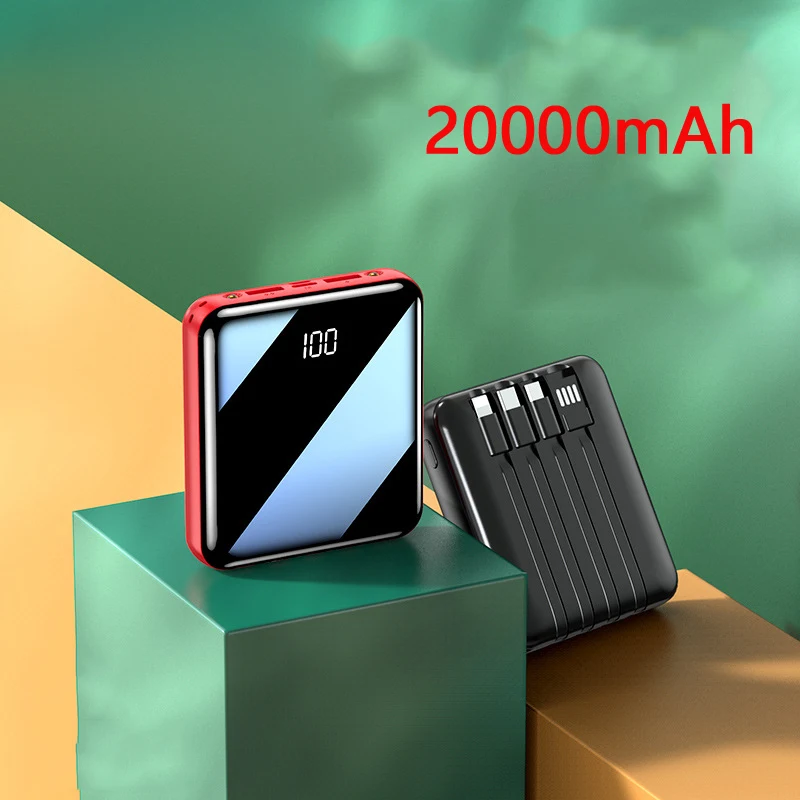 Power Bank 20000mAh мини панель солнечных батарей повербанк Зеркало экран Портативное