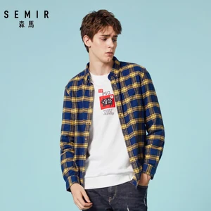 Рубашка Semir мужская с длинным рукавом, Молодежная Повседневная фланелевая в клетку, для студентов, весна-осень 2019