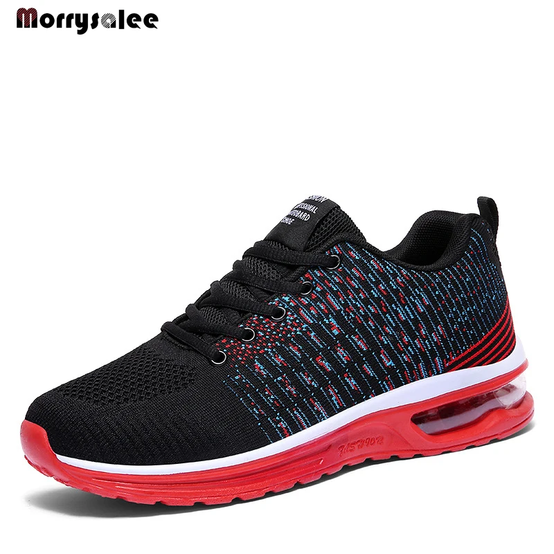 Sports Leisure Large Size Mesh Casual Shoes Lacing Men's Shoes Breathable Shoes Sports Flying Knitting Running Men's Sneakers
