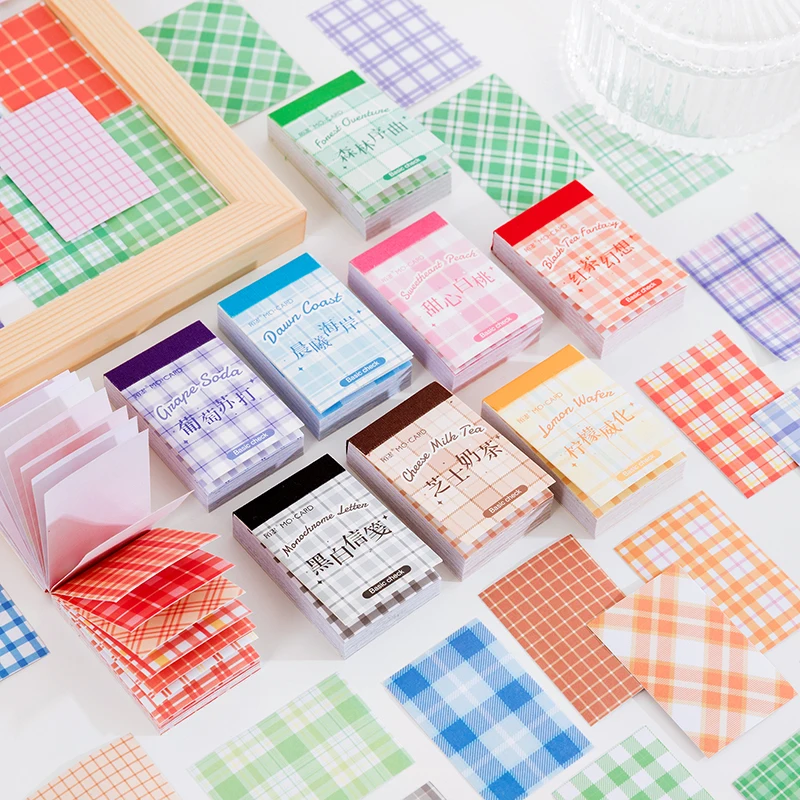 

Journamm 50patterns/pack Grid Series Stickers Mini Book for Scrapbooking School Supplies Creative Stationery Decorative Stickers