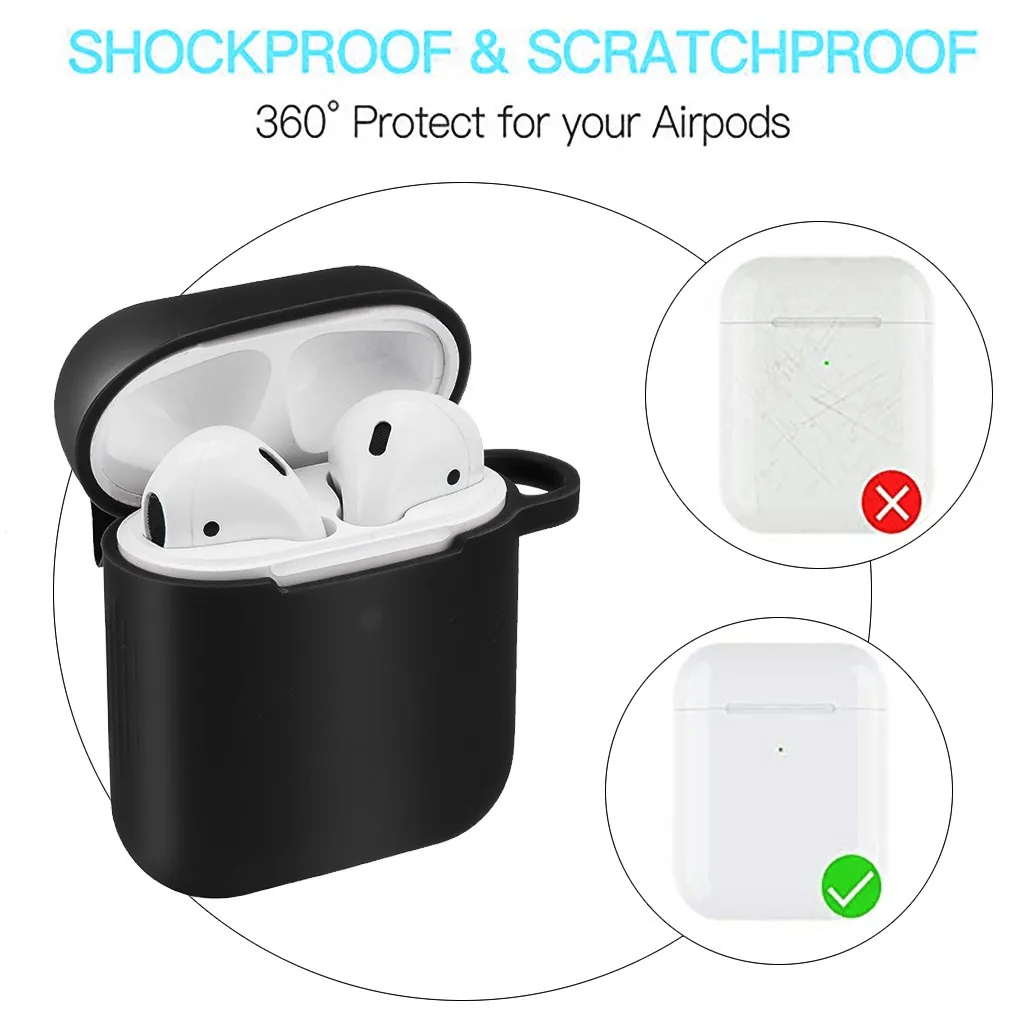 Беспроводной чехол для наушников Airpods 2 и 1 зарядный силиконовый защитный чехол и брелок с помпоном FW3