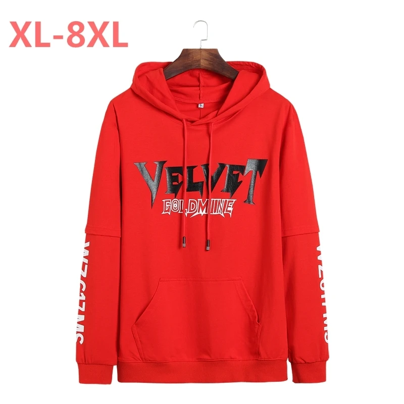 

plus size 10XL 8XL 6XL T Shirt Men Brand Men'S Hooded Stitching Design Tops & Tees T Shirt Men Long Sleeve loose Male Tops