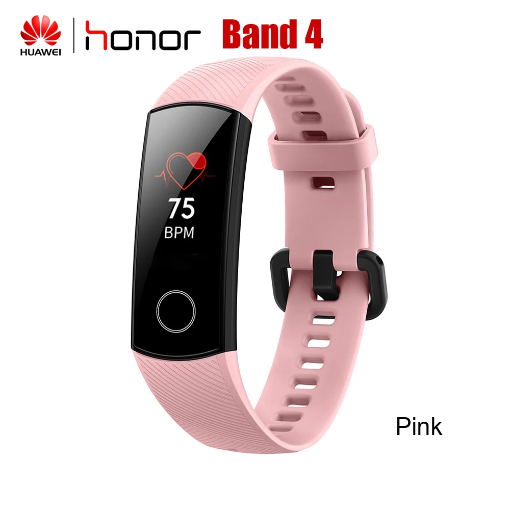 band 4 Pink Смарт-браслет huawei Honor Band 5 Amoled цветной 0,9" сенсорный экран для плавания осанка обнаружения пульса трекер сна оснастка - Цвет: band 4 Pink