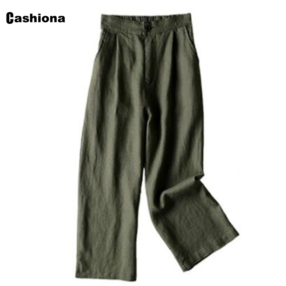 

2021 Plus size 3xl Vintage Cotton Linen Pants Women Summer Loose Casual Trousers Sexy Wide Leg Pantalon Female Calf-Length Pants