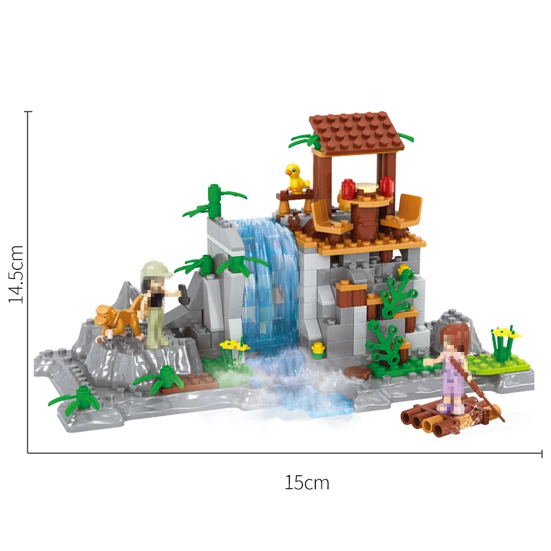 

AUSINI Rockery Waterfall Building Blocks Toys for Children Construction House Pavilion Model Bricks Girls Mini Figures Kids Toy