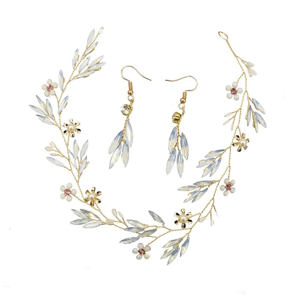 Женский свадебный головной убор с кристаллами в виде листьев аксессуар для волос